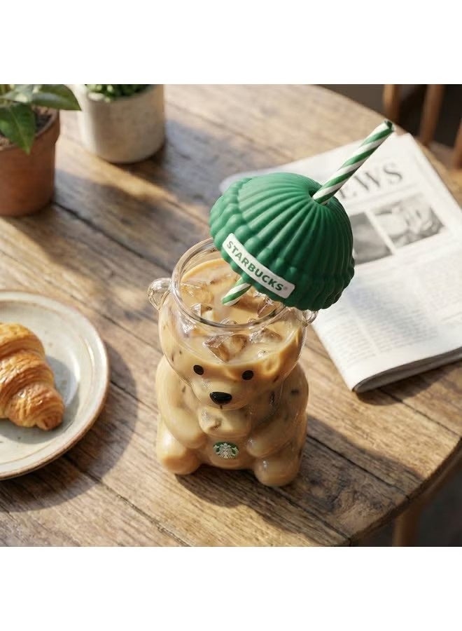 Starbucks كوب زجاجي على شكل دب من ستاربكس سعة 600 مل، كوب ستاربكس بتصميم إبداعي لطيف، مقاوم للحرارة، هدية مثالية - Image 4